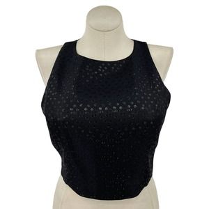 Black Crop Top Sleeveless Witchy Glam Metallic Sachin & Babi Noir Size 10